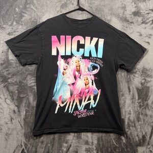 Nicki Minaj T-Shirt Unisex Large Black Pink Friday 2 World Tour Concert Graphic
